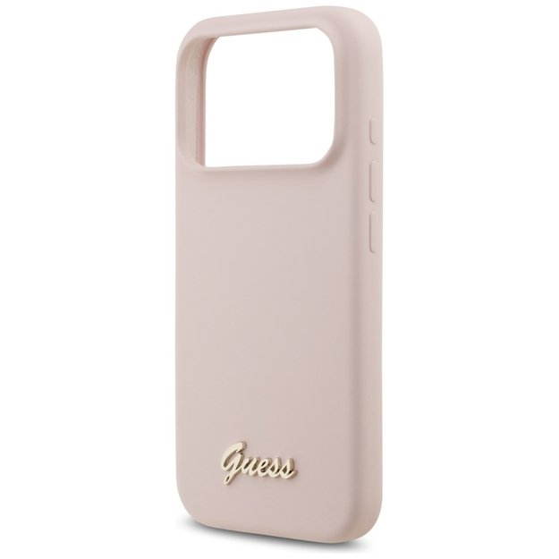 Guess Silicone Script Metal Logo MagSafe Case for iPhone 17 Pro - Pink 5