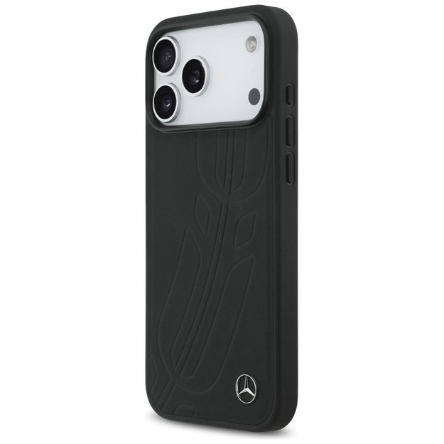 Mercedes Leather Large Laurel Leave MagSafe Case for iPhone 17 Pro Max - Black 1