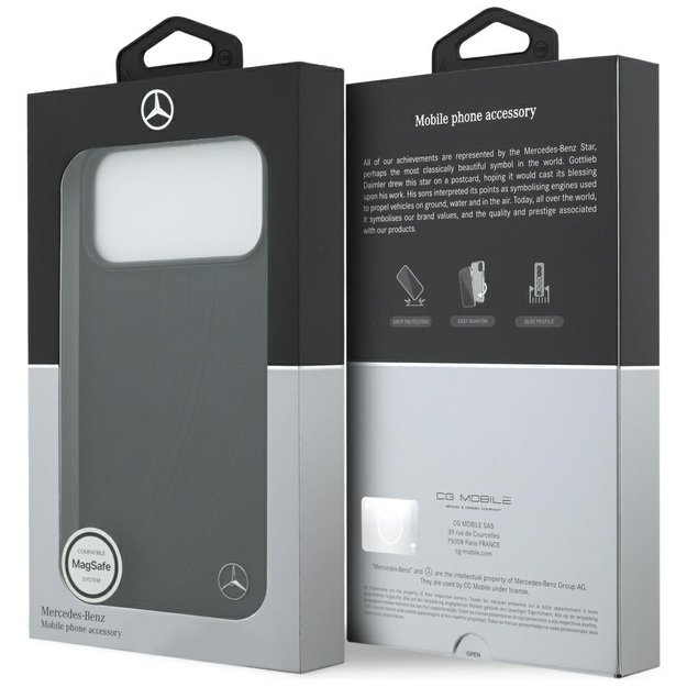 Mercedes Leather Large Laurel Leave MagSafe Case for iPhone 17 Pro Max - Black 7