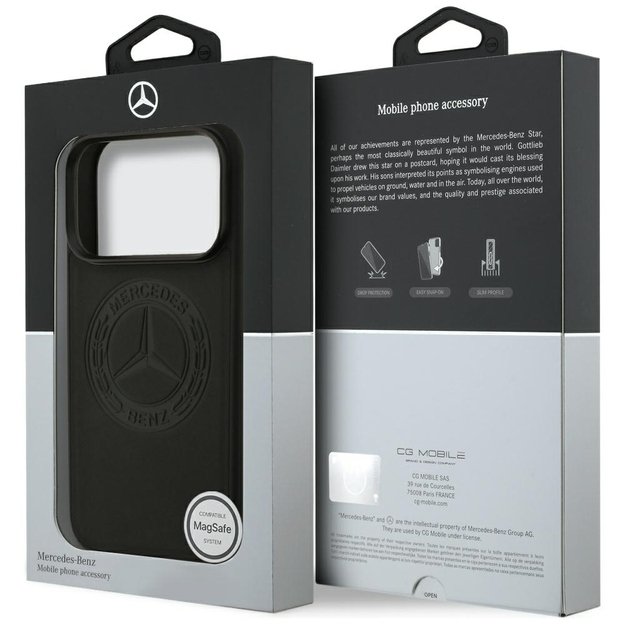 Mercedes Leather Vintage Logo MagSafe Case for iPhone 17 Pro - Black 7