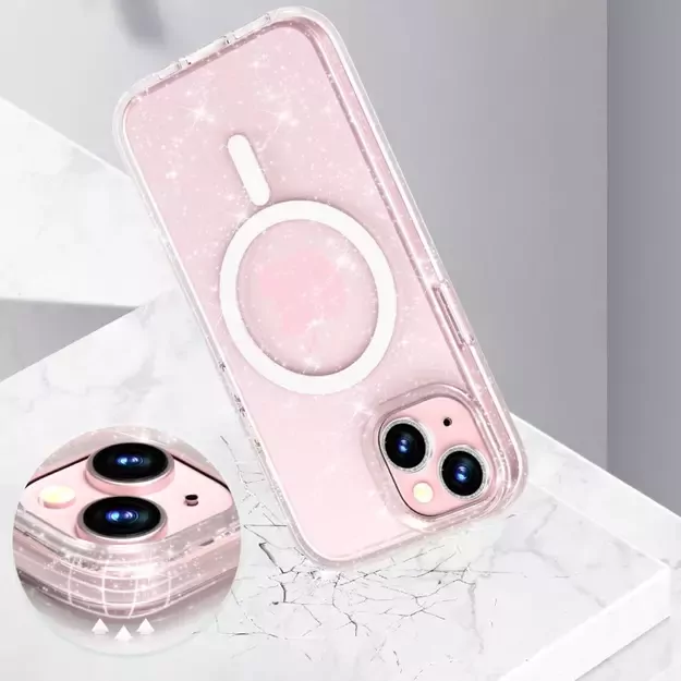 Tech-Protect FlexAir Hybrid MagSafe iPhone 15 Case - Clear Glitter 3