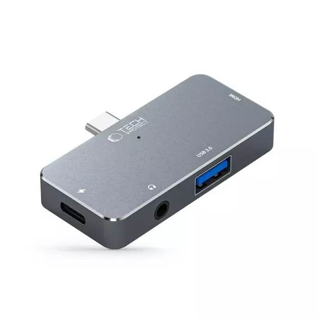 HUB Tech-Protect V6 4in1 USB-C - USB-A 3.0 / USB-C PD100W / HDMI / mini jack 3.5mm - gray 5