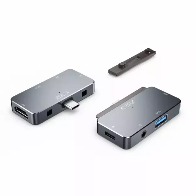 HUB Tech-Protect V6 4in1 USB-C - USB-A 3.0 / USB-C PD100W / HDMI / mini jack 3.5mm - gray 7