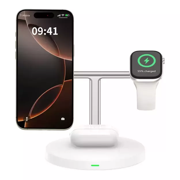 Tech-Protect QI15W-A35 3-in-1 Inductive Charger with MagSafe for Phone / AirPods / Apple Watch - White 2