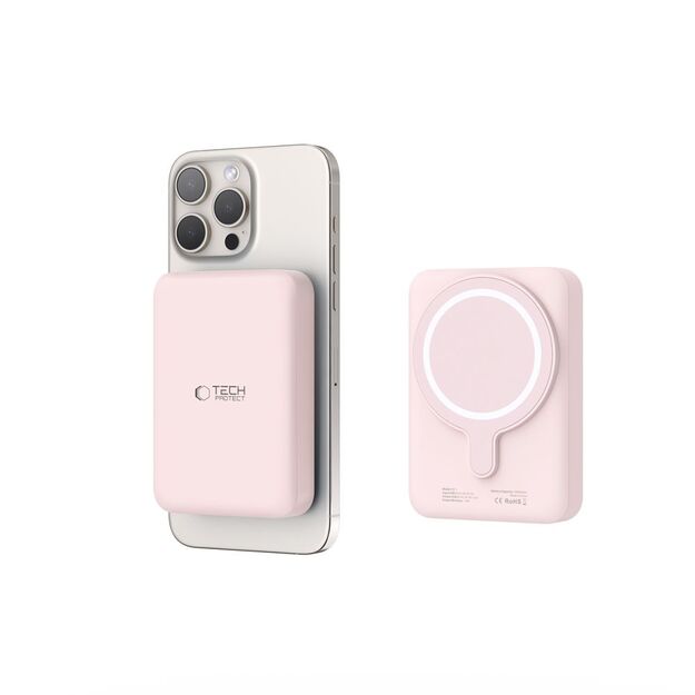 Tech-Protect LifeMag PB11 Powerbank with MagSafe 10000mAh 15W USB-C port - pink + USB-C cable 16