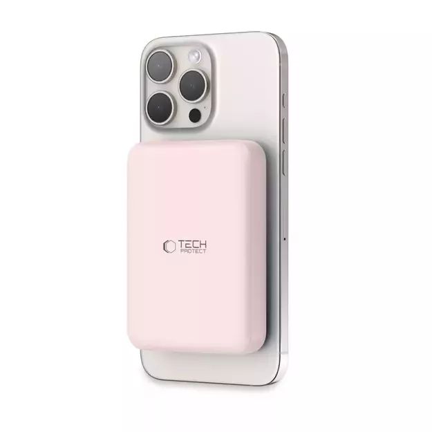 Tech-Protect LifeMag PB11 Powerbank with MagSafe 10000mAh 15W USB-C port - pink + USB-C cable 8