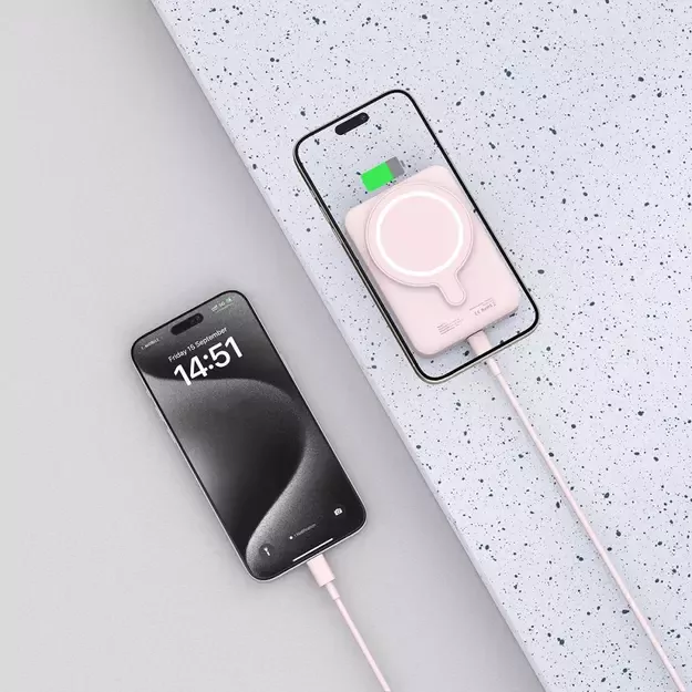Tech-Protect LifeMag PB11 Powerbank with MagSafe 10000mAh 15W USB-C port - pink + USB-C cable 12