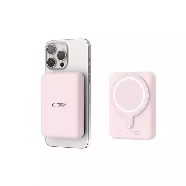 Tech-Protect LifeMag PB11 Powerbank with MagSafe 10000mAh 15W USB-C port - pink + USB-C cable 11