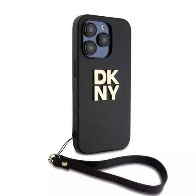 DKNY Wrist Strap Stock Logo case for iPhone 15 Pro - black 7