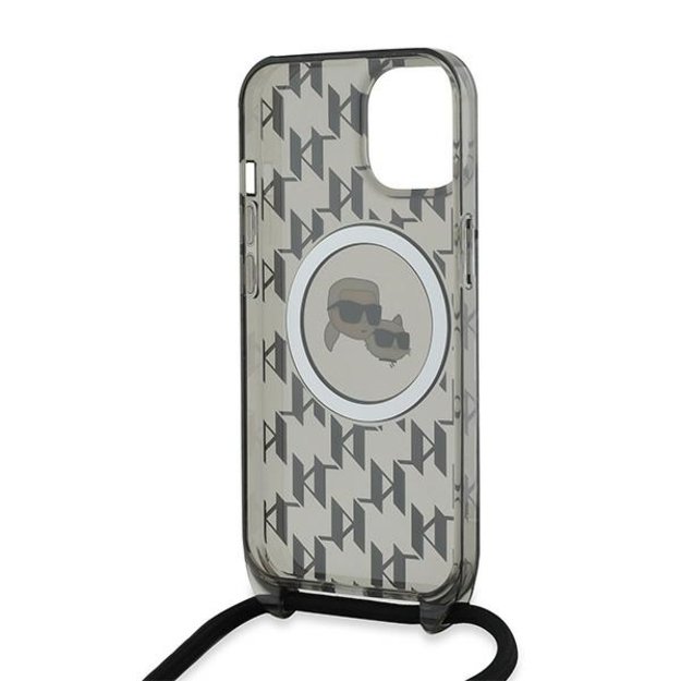 Karl Lagerfeld IML Crossbody Monogram Karl &amp  Choupette Head MagSafe Case for iPhone 15 / 14 / 13 - Black 8