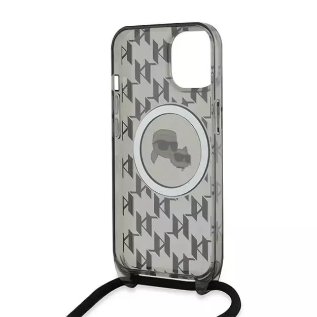 Karl Lagerfeld IML Crossbody Monogram Karl &amp  Choupette Head MagSafe Case for iPhone 15 / 14 / 13 - Black 5