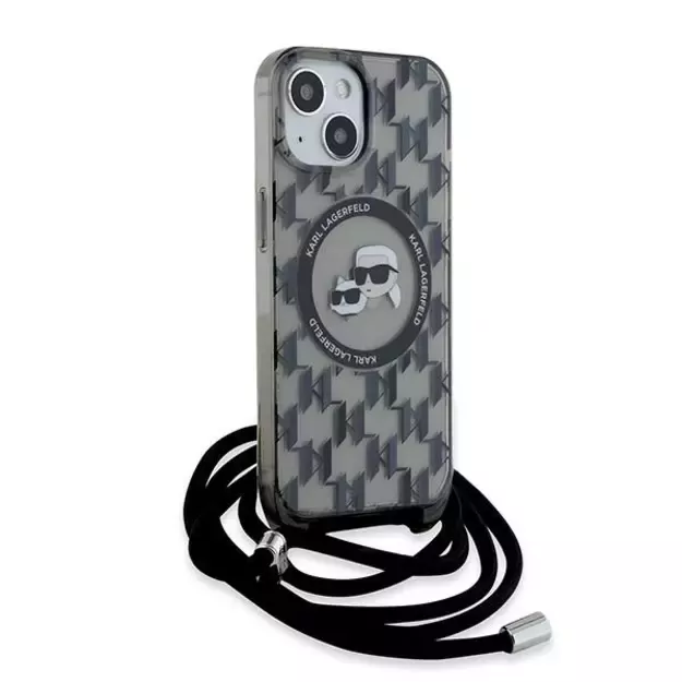 Karl Lagerfeld IML Crossbody Monogram Karl &amp  Choupette Head MagSafe Case for iPhone 15 / 14 / 13 - Black 2