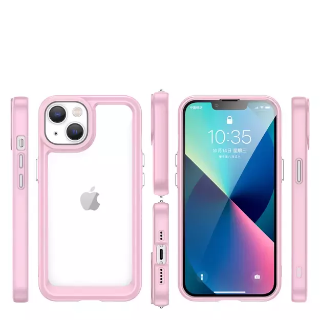Outer Space Case iPhone 14 Plus hard cover with a gel frame pink 8
