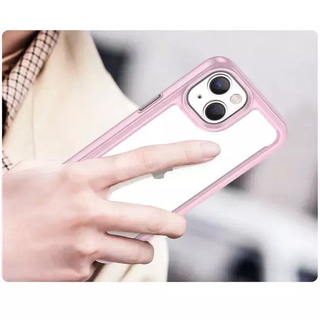 Outer Space Case iPhone 14 Plus hard cover with a gel frame pink 11