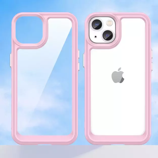 Outer Space Case iPhone 14 Plus hard cover with a gel frame pink 14