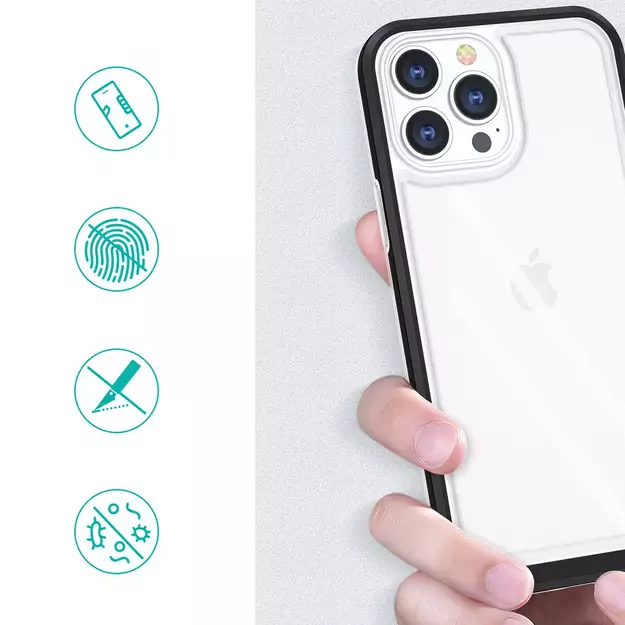 Clear 3in1 case for iPhone 14 Pro Max silicone cover with frame red 6