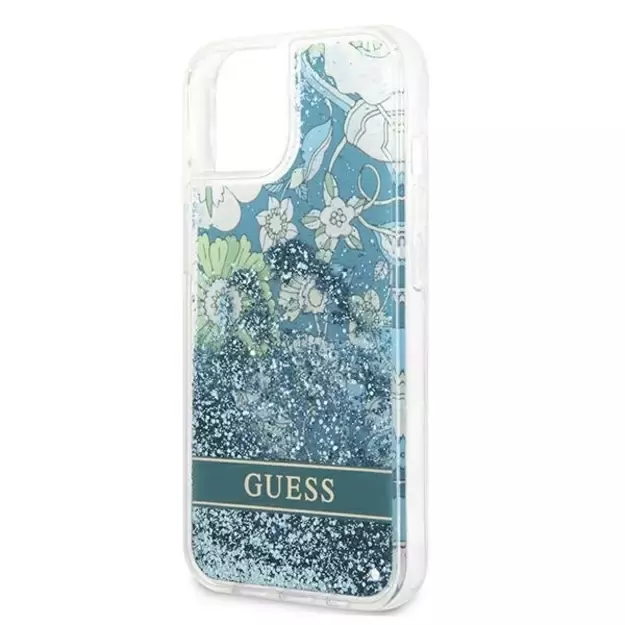 Guess GUHCP13SLFLSN iPhone 13 mini 5.4&quot  green/green hardcase Flower Liquid Glitter 5