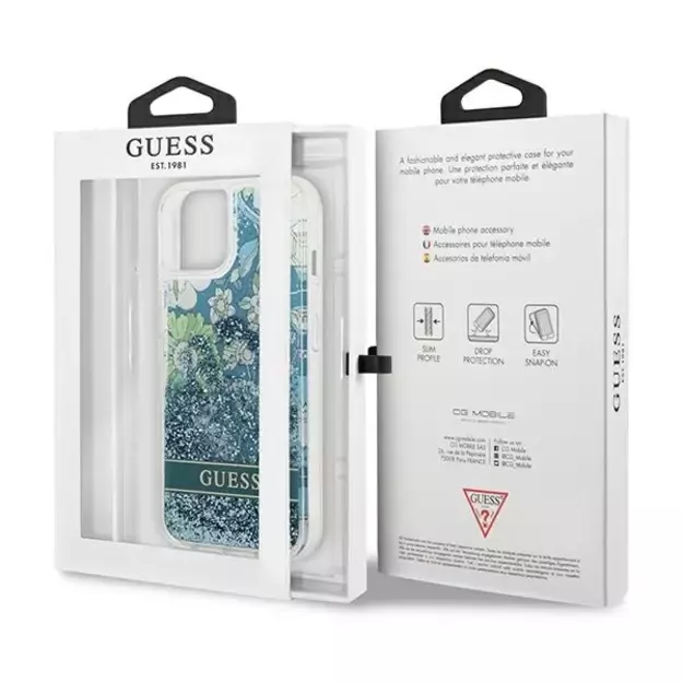 Guess GUHCP13SLFLSN iPhone 13 mini 5.4&quot  green/green hardcase Flower Liquid Glitter 7