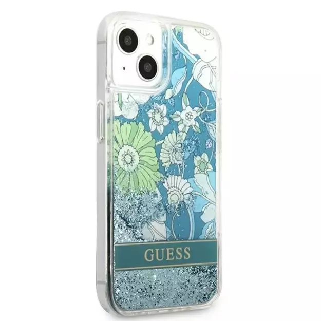 Guess GUHCP13SLFLSN iPhone 13 mini 5.4&quot  green/green hardcase Flower Liquid Glitter 3
