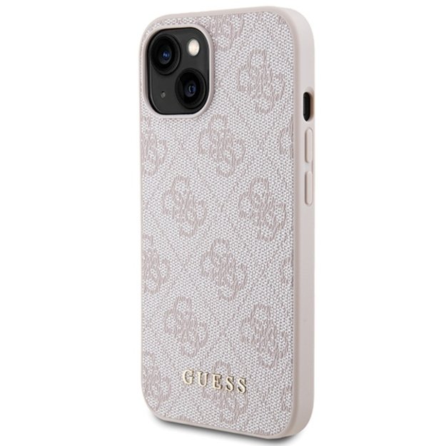Guess 4G Metal Gold Logo case for iPhone 15 - pink 1