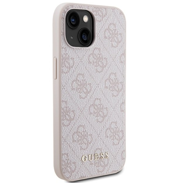 Guess 4G Metal Gold Logo case for iPhone 15 - pink 3