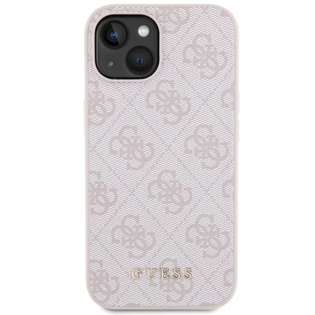 Guess 4G Metal Gold Logo case for iPhone 15 - pink 2