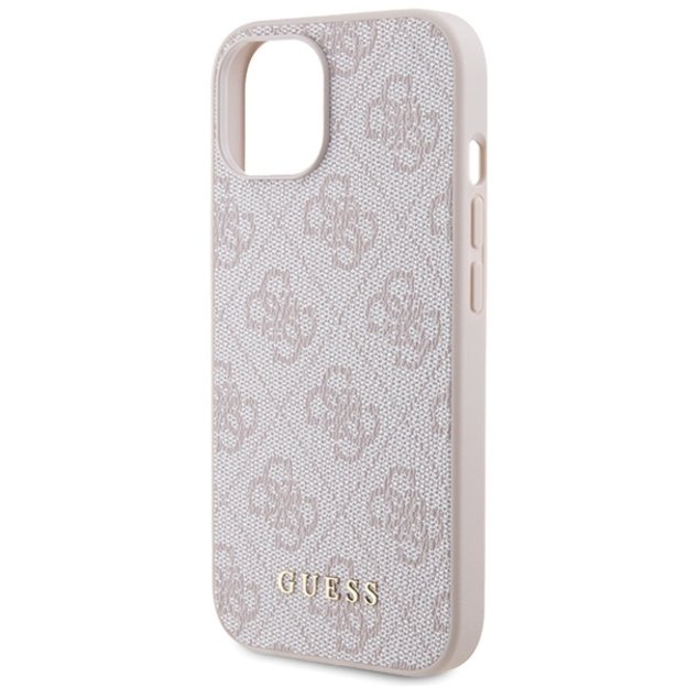 Guess 4G Metal Gold Logo case for iPhone 15 - pink 5