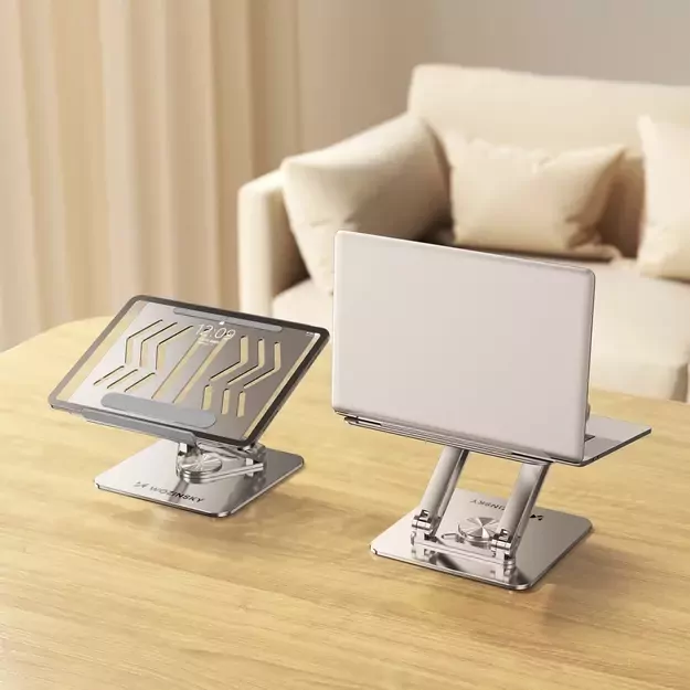 Laptop stand Wozinsky WRS-CPY84SS aluminum + Free! smartphone stand - silver 28