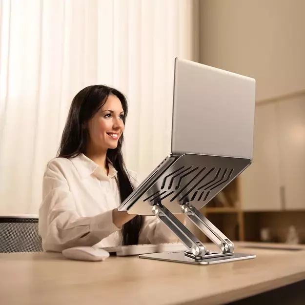 Laptop stand Wozinsky WRS-CPY84SS aluminum + Free! smartphone stand - silver 26