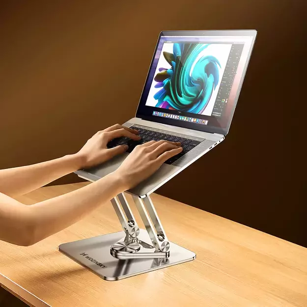 Laptop stand Wozinsky WRS-CPY84SS aluminum + Free! smartphone stand - silver 27