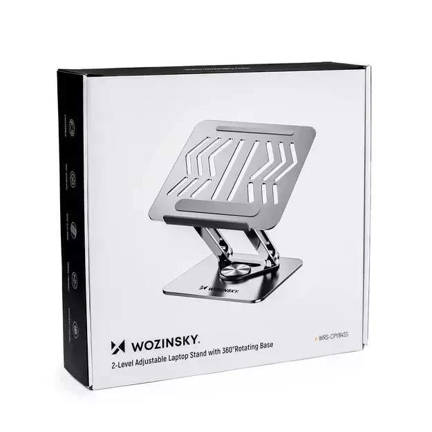 Laptop stand Wozinsky WRS-CPY84SS aluminum + Free! smartphone stand - silver 19