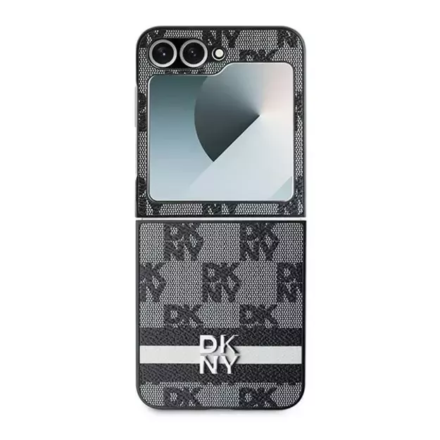DKNY Checkered Pattern Printed Stripes case for Samsung Galaxy Z Flip 6 - black 1