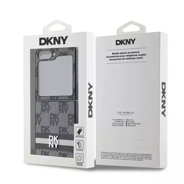 DKNY Checkered Pattern Printed Stripes case for Samsung Galaxy Z Flip 6 - black 7