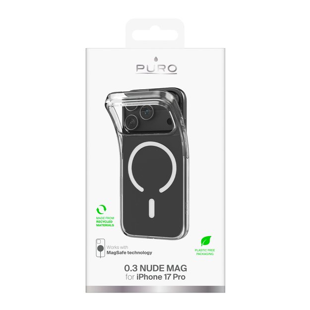 Puro 0.3 MAG Ultra-Slim TPU Case Compatible with MagSafe for iPhone 17 Pro - Transparent 2