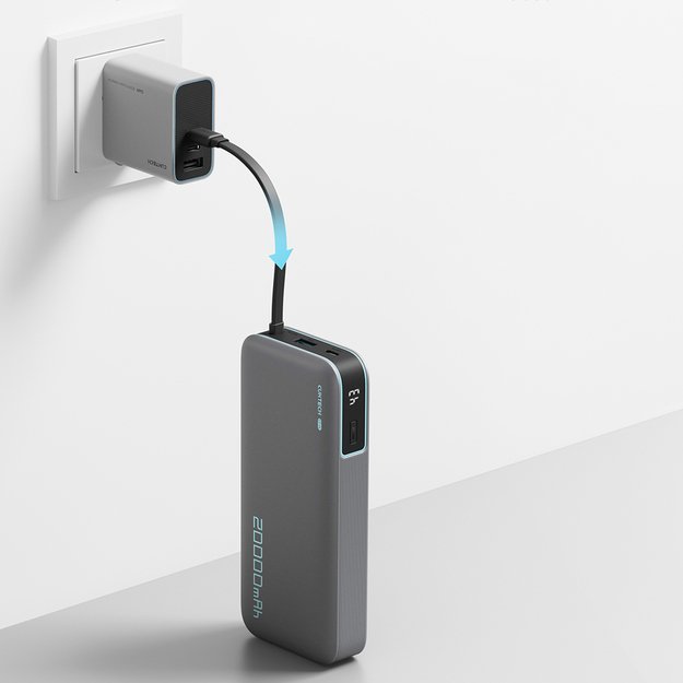 Cuktech CUKP200NGLDG 55W 20000mAh Powerbank with Built-in USB-C Cable - Gray 6
