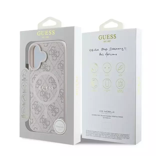Guess 4G Ring Classic Logo MagSafe iPhone 16 Plus Case - Pink 7