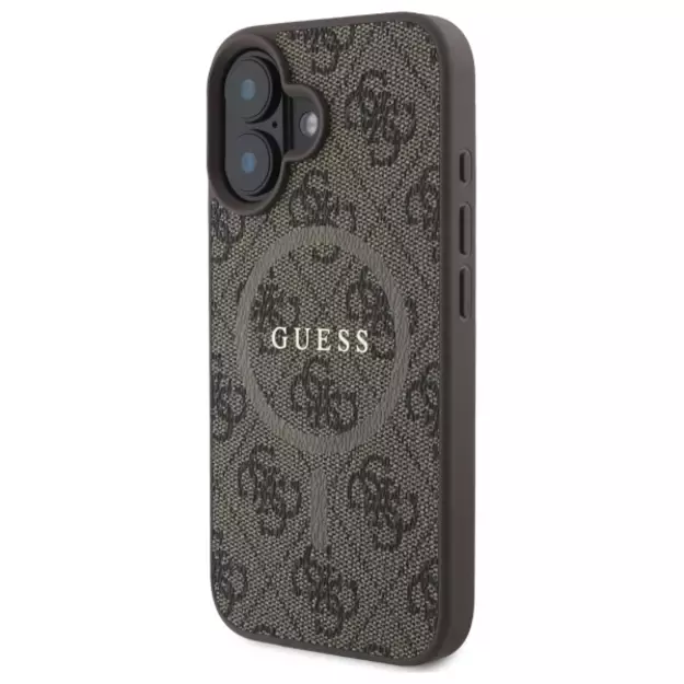 Guess 4G Ring Classic Logo MagSafe iPhone 16 Case - Brown 1