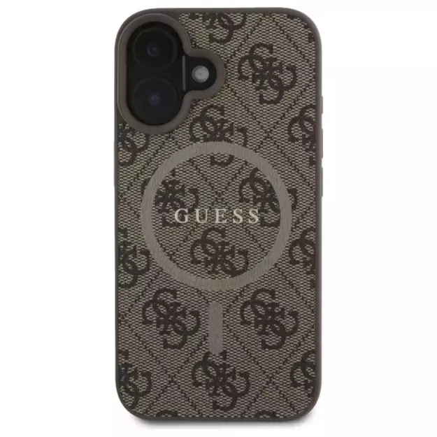 Guess 4G Ring Classic Logo MagSafe iPhone 16 Case - Brown 2