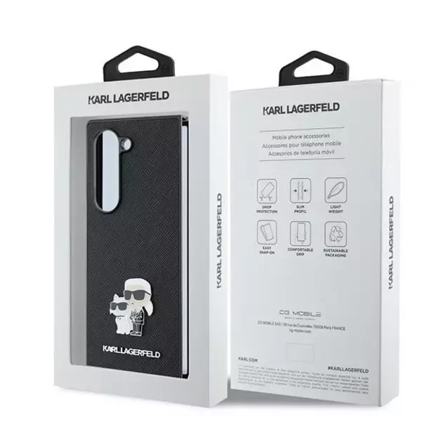 Karl Lagerfeld Saffiano Metal Pin Case for Samsung Galaxy Z Fold 6 - Black 6