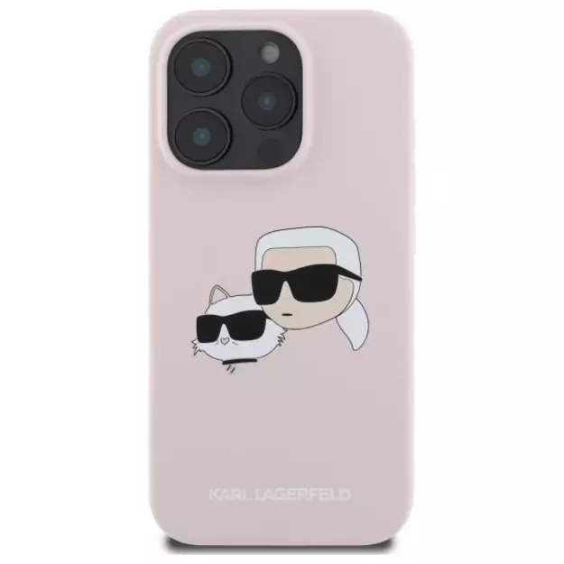 Karl Lagerfeld Silicone Case Heads Print MagSafe for iPhone 16 Pro - Pink 2