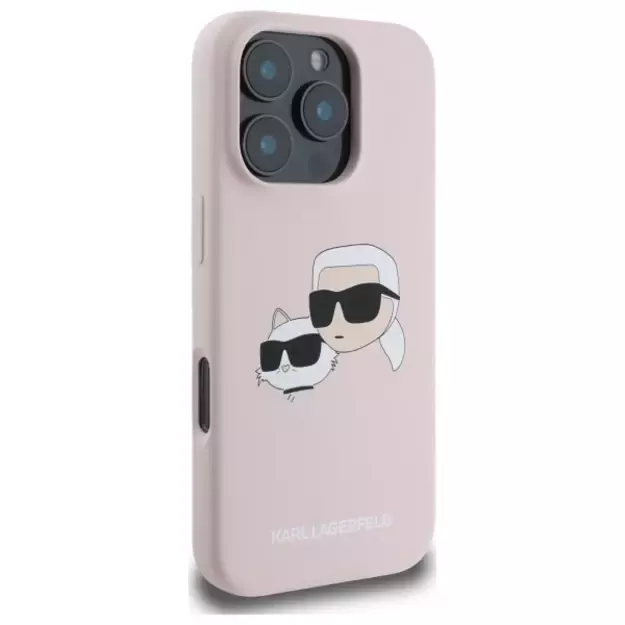 Karl Lagerfeld Silicone Case Heads Print MagSafe for iPhone 16 Pro - Pink 3