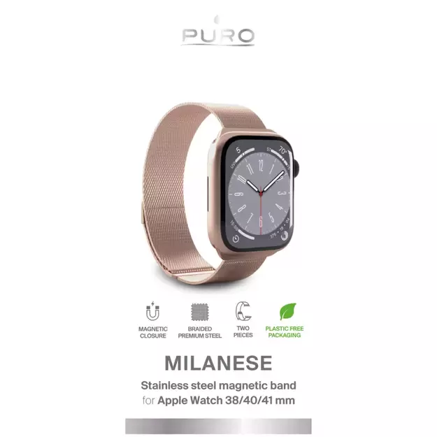 Puro Milanese Stainless Steel Apple Watch Band 38/40/41mm - Pink 1