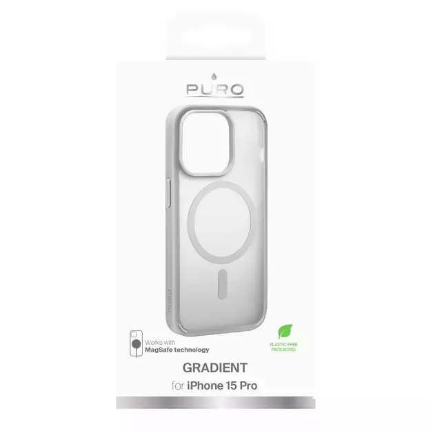 Puro Gradient MagSafe Silicone Case for iPhone 15 Pro - Silver 1