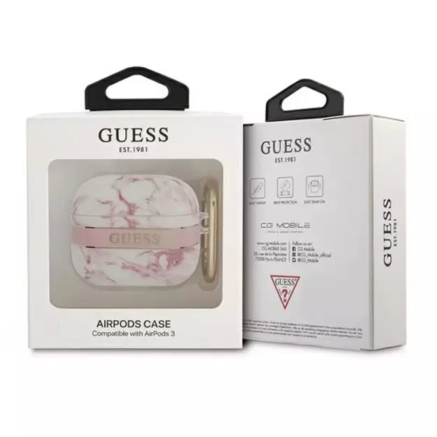Guess GUA3HCHMAP AirPods 3 cover pink/pink Marble Strap Collection 2