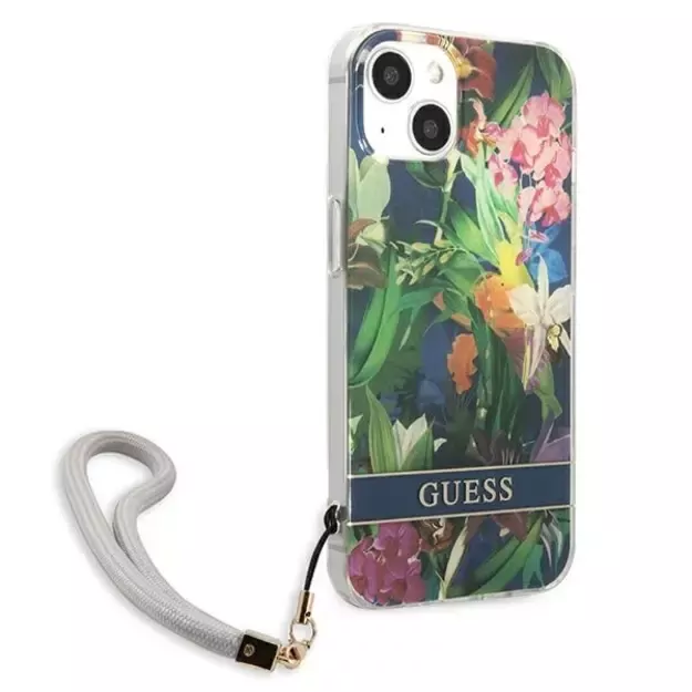 Guess GUHCP13SHFLSB iPhone 13 mini 5.4&quot  blue/blue hardcase Flower Strap 9