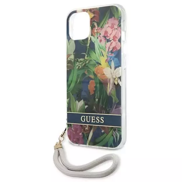 Guess GUHCP13SHFLSB iPhone 13 mini 5.4&quot  blue/blue hardcase Flower Strap 10