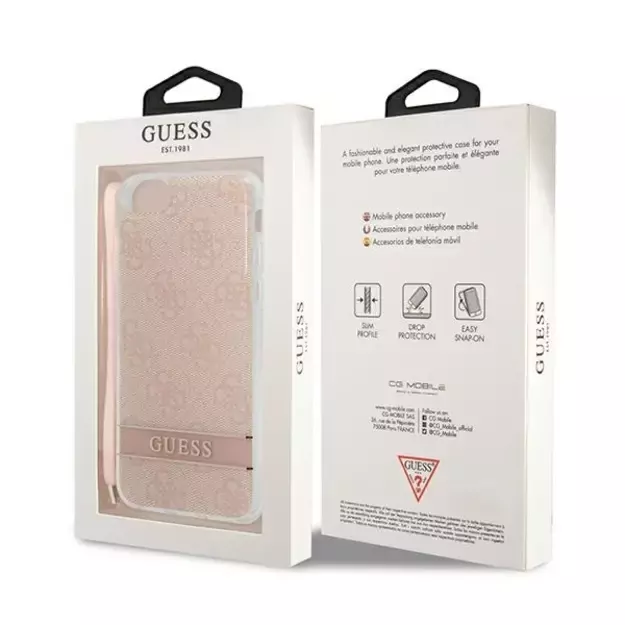 Guess GUOHCI8H4STP iPhone SE 2022 / SE 2020 / 7/ 8 pink/pink hardcase 4G Print Strap 14