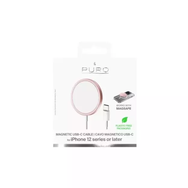 Puro Magnetic Wireless Induction Charging Station USB-C, MagSafe compatible, 1m, pink 1
