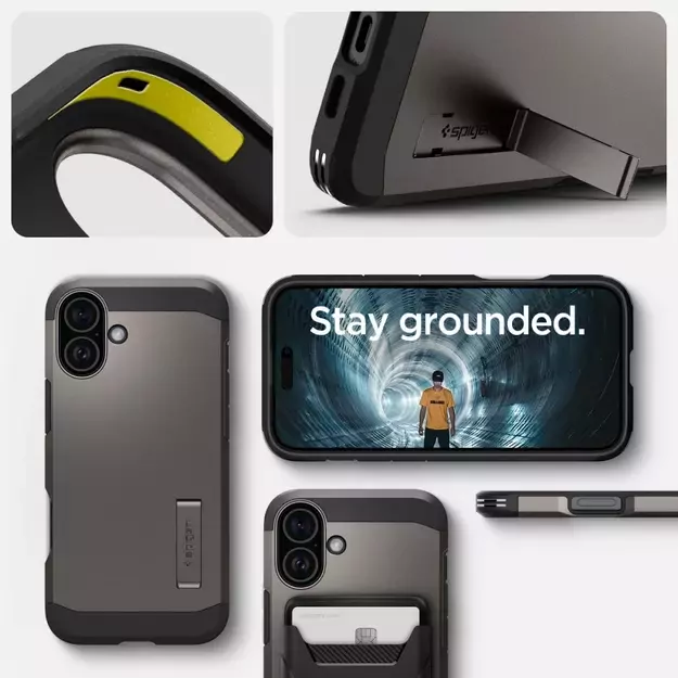 Spigen Tough Armor MagSafe case with stand for iPhone 16 - gunmetal 15