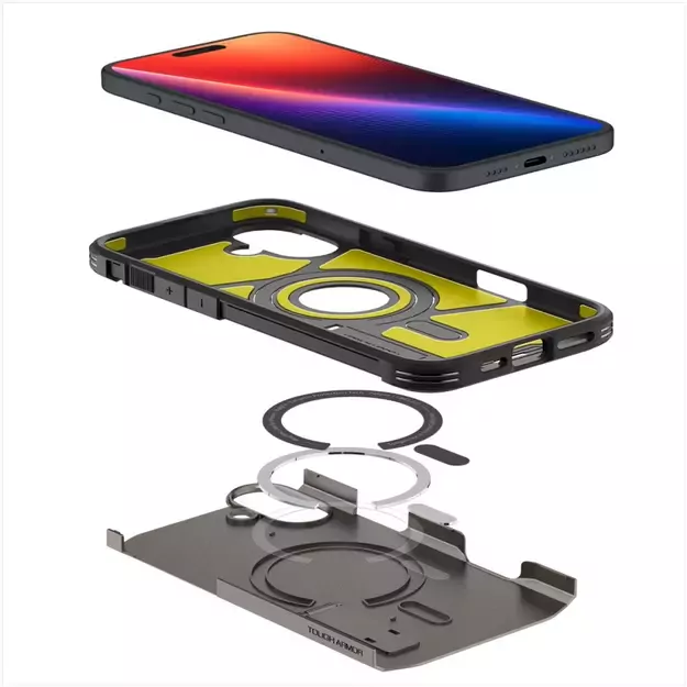 Spigen Tough Armor MagSafe case with stand for iPhone 16 - gunmetal 9